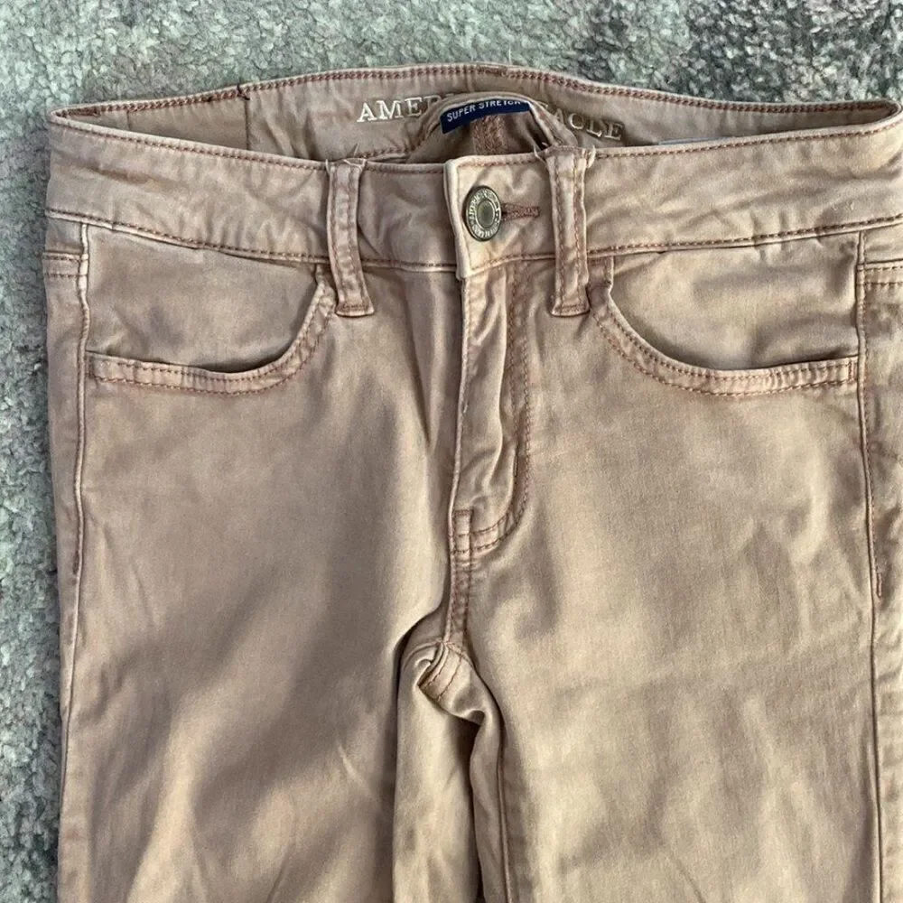 American Eagle AEO Junior Super Stretch Sateen Jegging Rose Pink Jeans Sz 2R